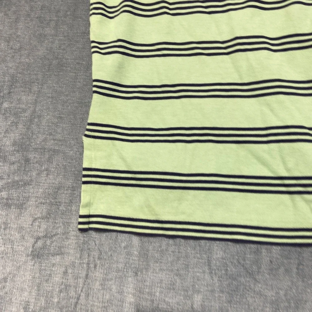 Polo by Ralph Lauren Shirt Mens Large Green Black Striped Hi Lo Hem Golf Tennis